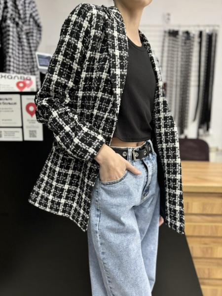 Пиджак твидовый (черно-бел.)
